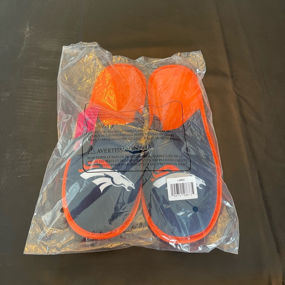 New Men's Denver Broncos FOCO Scuff Slide Slippers Size Large